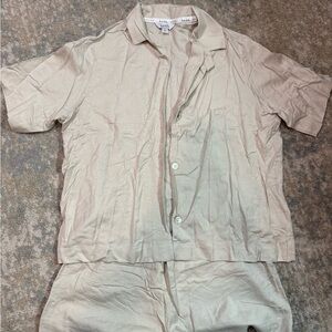 Nicole Miller Light Tan Shirt and Pants Set